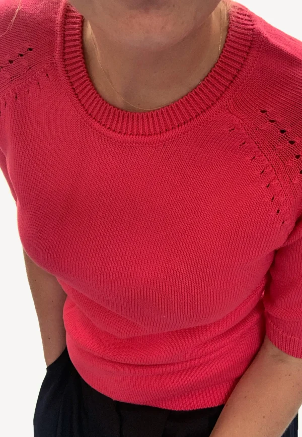 GROBUND Freja strik tee - den i varm pink