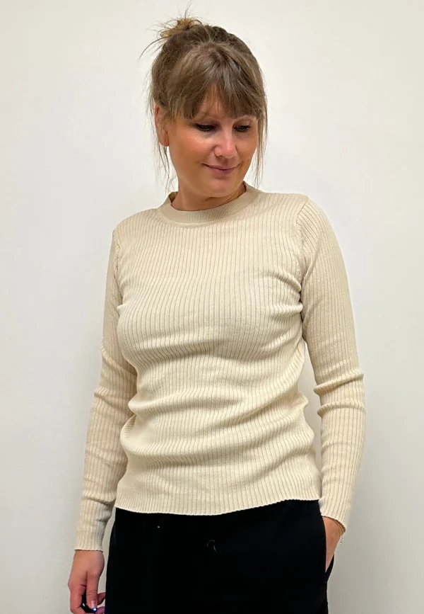 GROBUND Hanna rib strik - den i beige