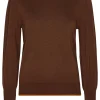 GROBUND Ingeborg strik bluse - den i brun med kontrast kant