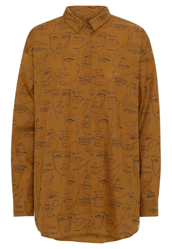 GROBUND Luna skjorten - den oversize med krave i cognac