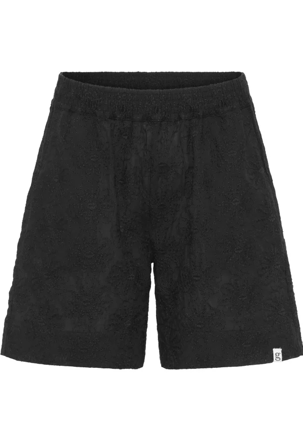 GROBUND Naomi shorts - i sort med blomsterbroderi